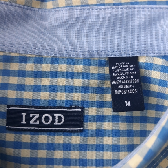 NWT- IZOD Blue & Yellow Gingham Check Men's Shirt - Picture 4 of 6